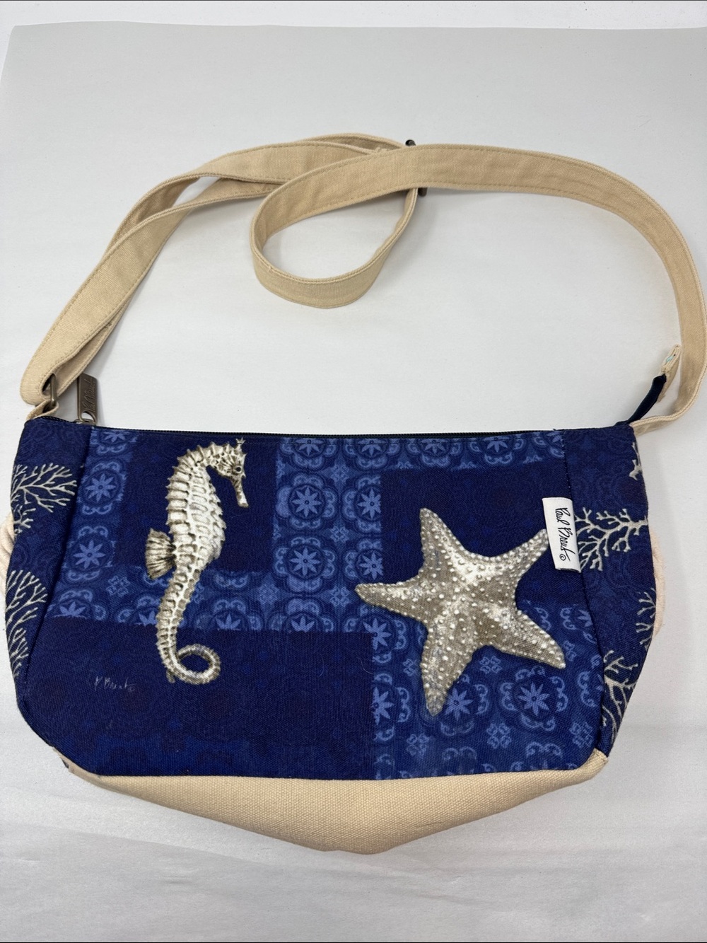 PAUL BRENT CROSSBODY PURSE BEACH COASTAL STARFISH SEAHORSE NAUTICAL OCEAN BAG